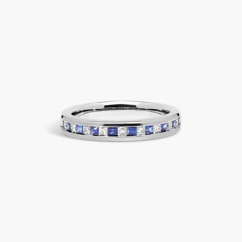 Channel Set Alternating Princess Cut Diamond and Sapphire Wedding Ring With 0.25 CTW Diamonds In Platinum (3.50mm) By James Allen