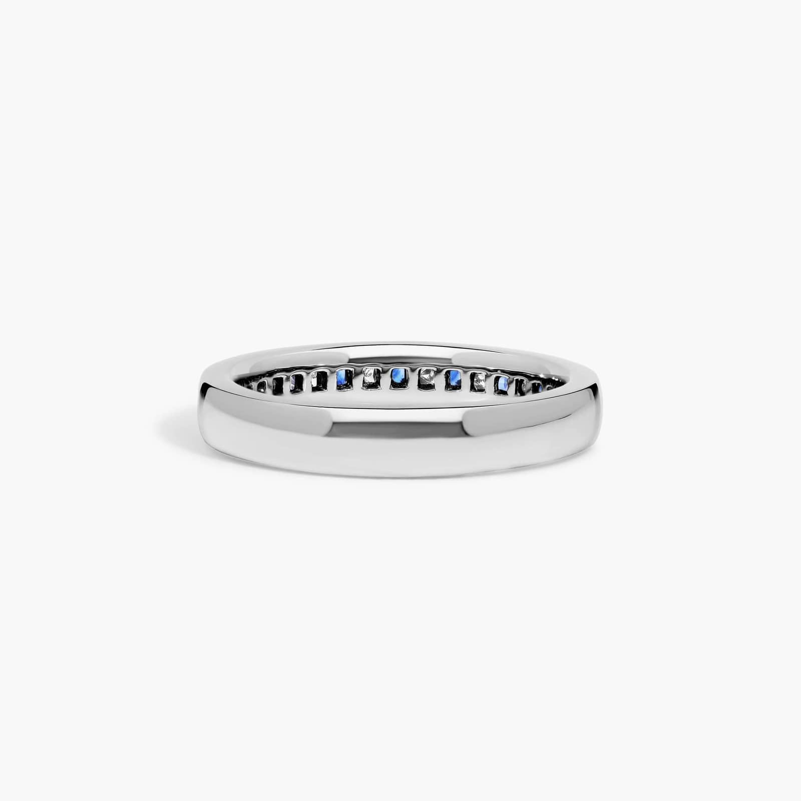 Channel Set Alternating Princess Cut Diamond and Sapphire Wedding Ring With 0.5 CTW Diamonds In 18K White Gold (4.00mm)