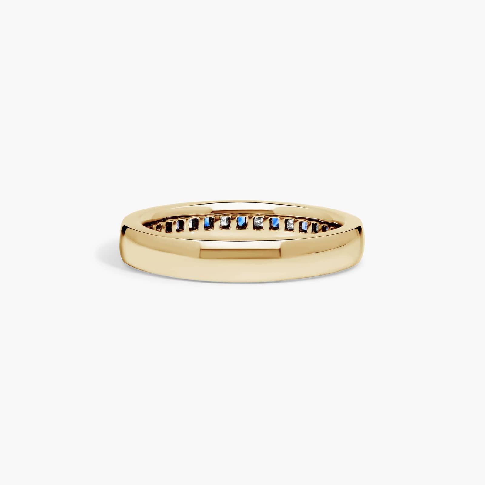 Channel Set Alternating Princess Cut Diamond and Sapphire Wedding Ring With 0.25 CTW Diamonds In 18K Yellow Gold (3.50mm)