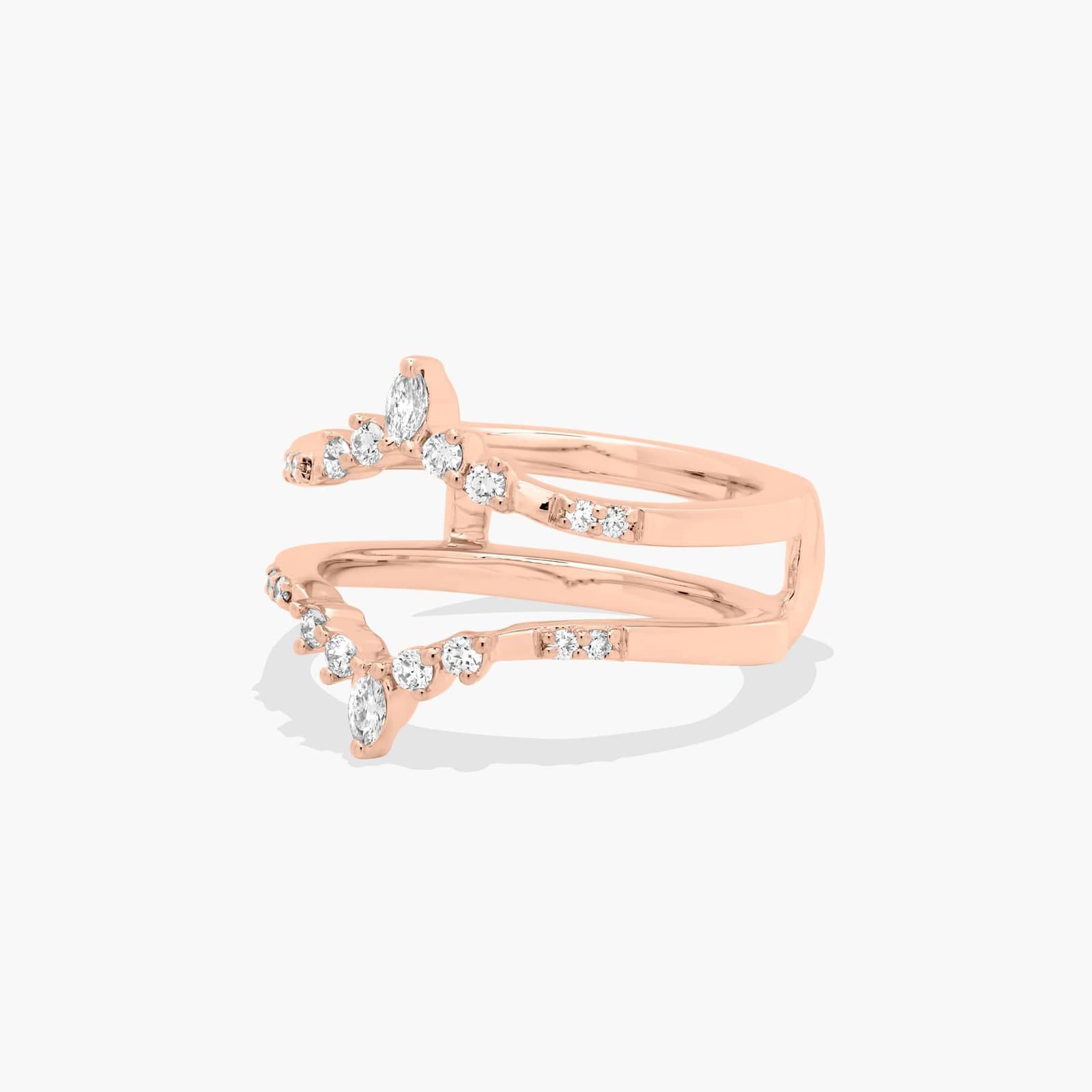 Tiara Wedding Ring With Round Diamonds In 14K Rose Gold (7.00mm)