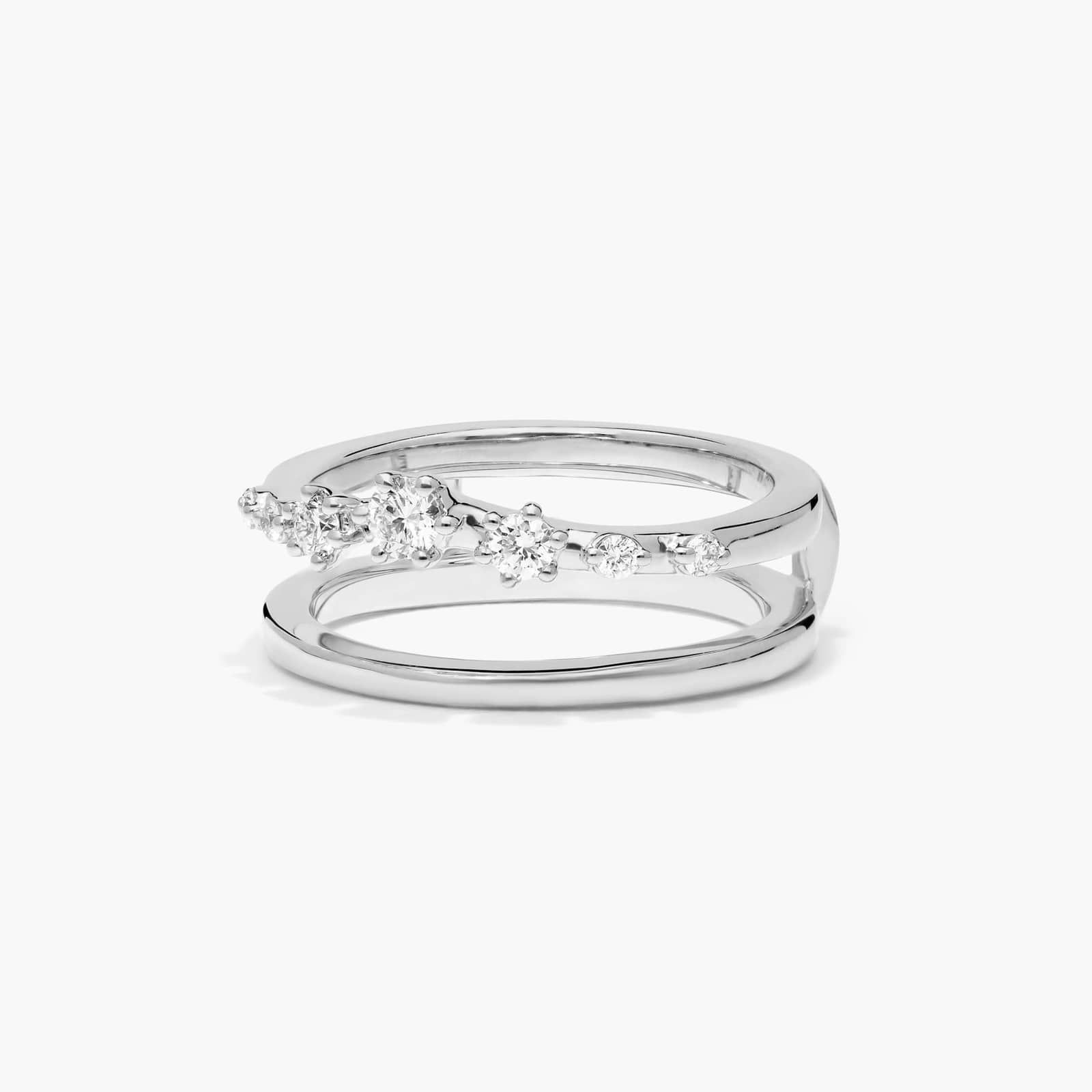 Prong Set Insert Wedding Ring With Round Diamonds In 18K White Gold (7.00mm)