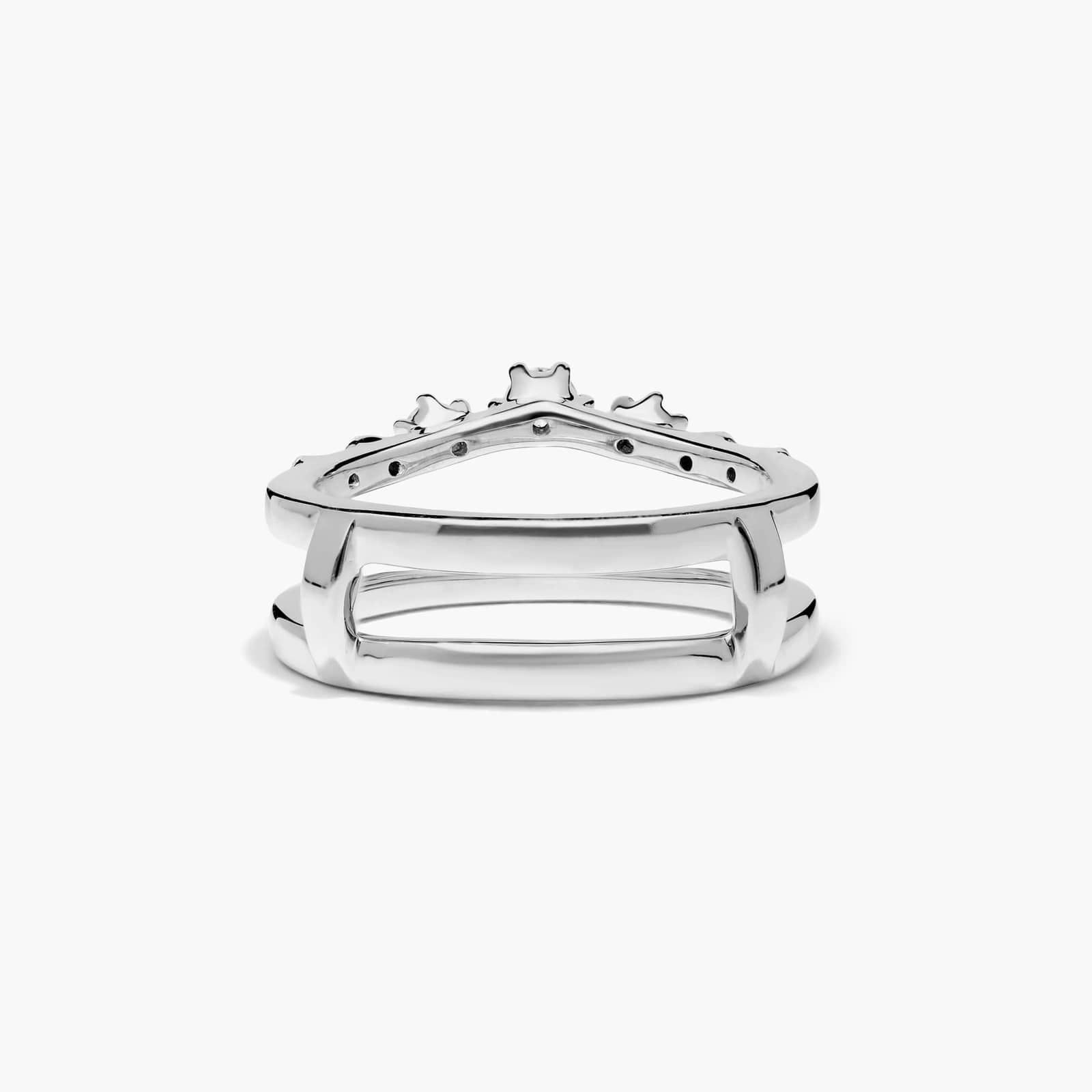Prong Set Insert Wedding Ring With Round Diamonds In 18K White Gold (7.00mm)