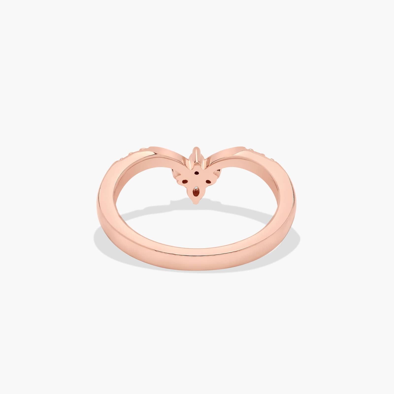 Chevron Floral Diamond Wedding Ring In 14K Rose Gold (2.00mm)