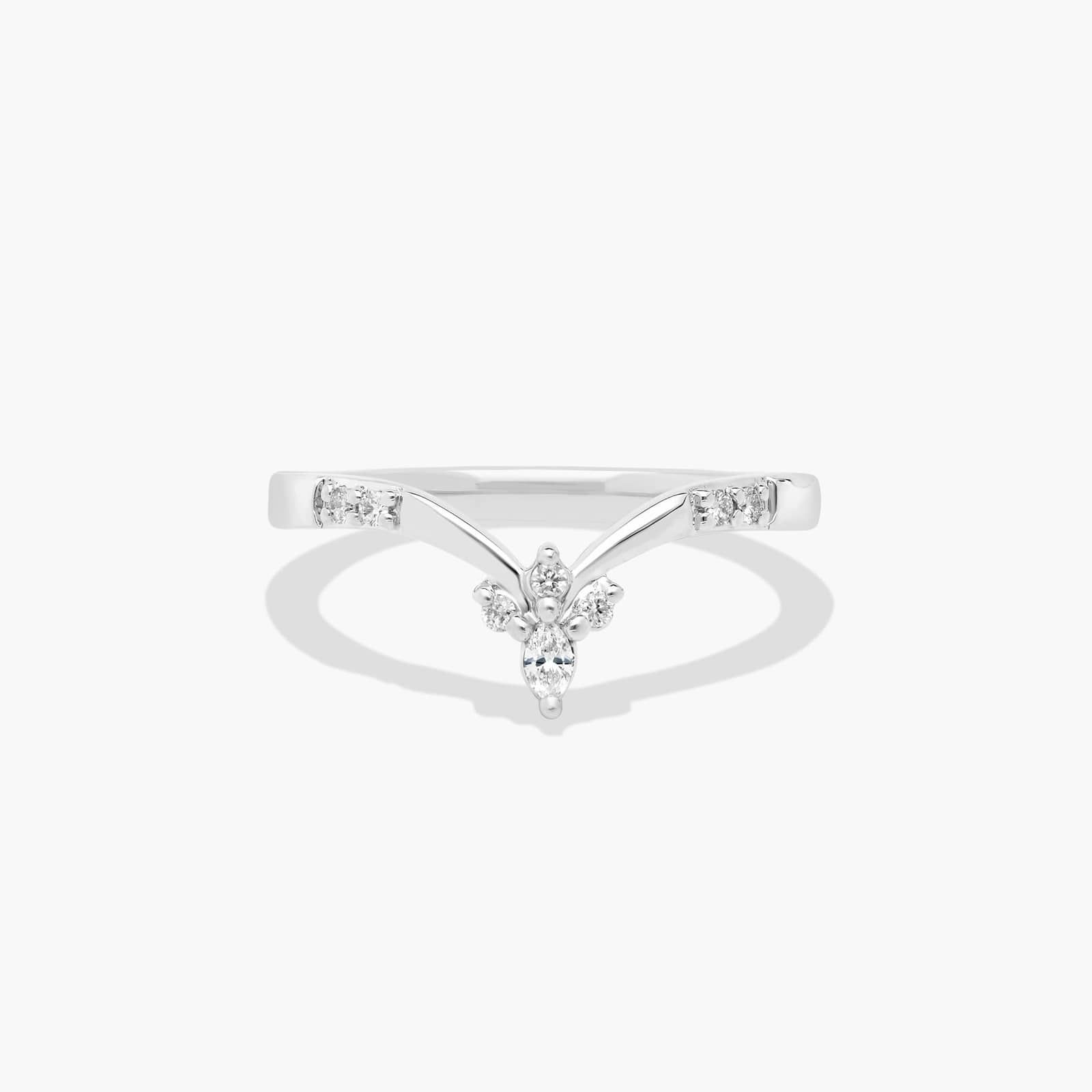 Chevron Floral Diamond Wedding Ring In Platinum (2.00mm)