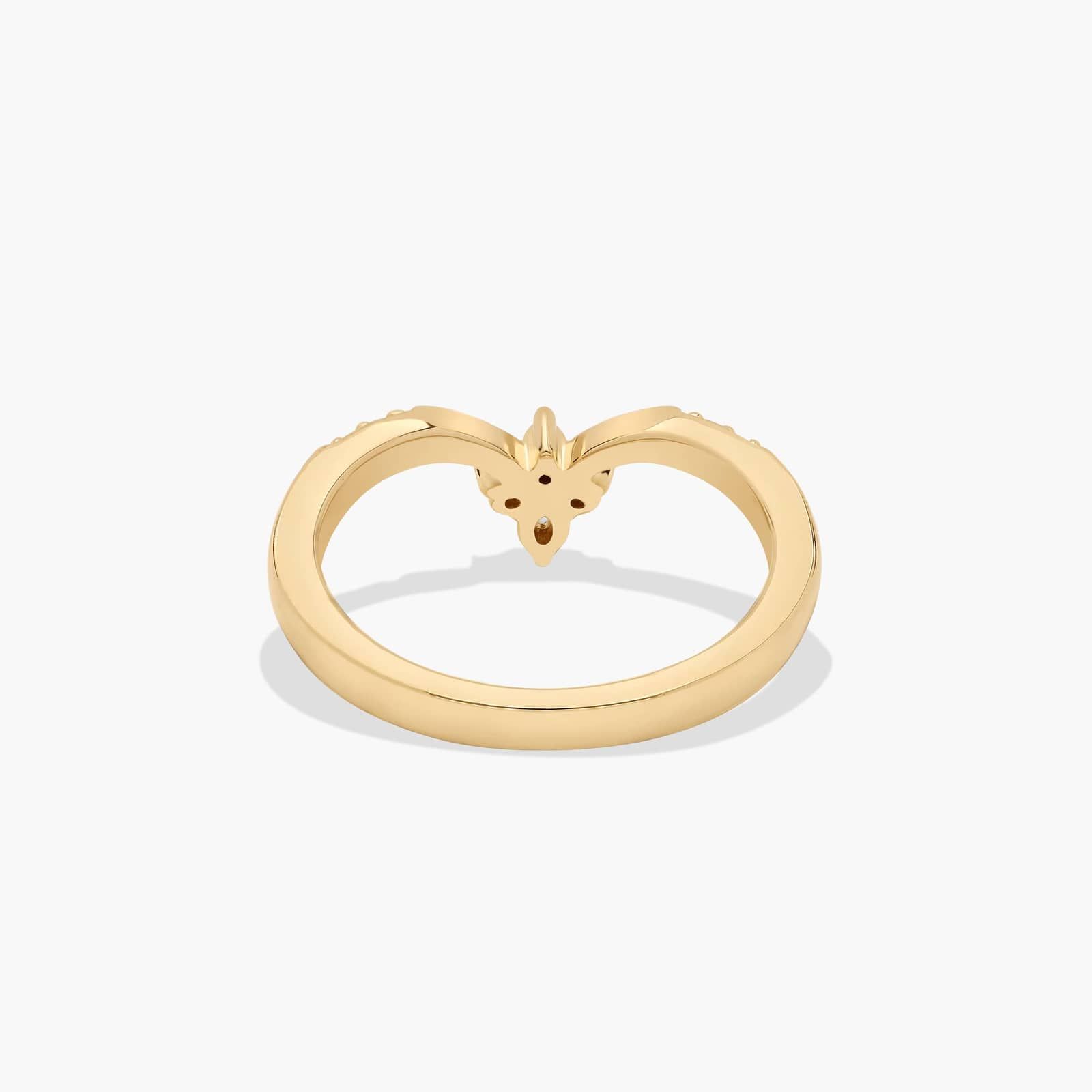 Chevron Floral Diamond Wedding Ring In 14K Yellow Gold (2.00mm)