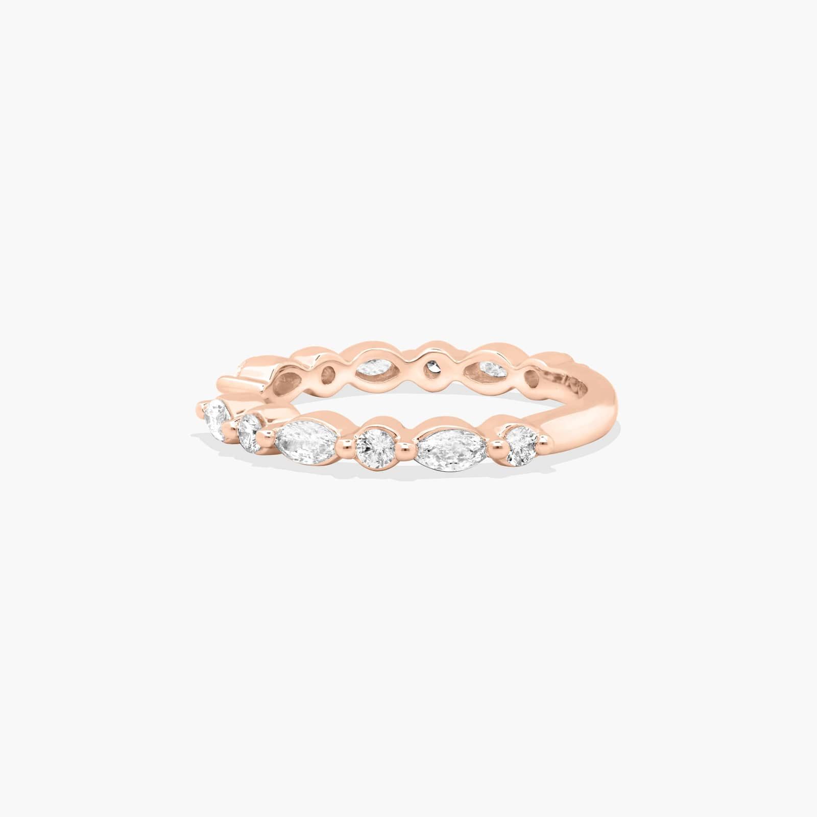 Open Wedding Ring With Marquise Cut Diamonds In 14K Rose Gold (2.00mm)