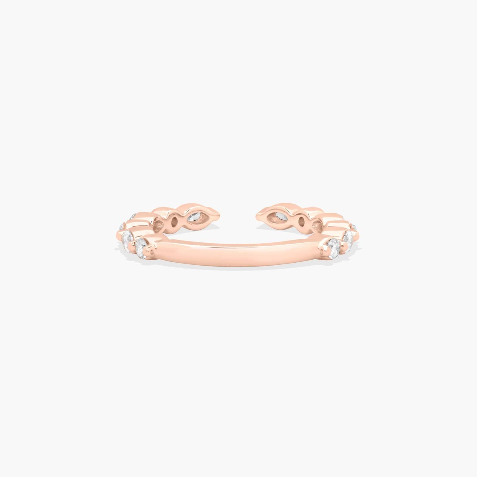 Open Wedding Ring With Marquise Cut Diamonds In 14K Rose Gold (2.00mm)