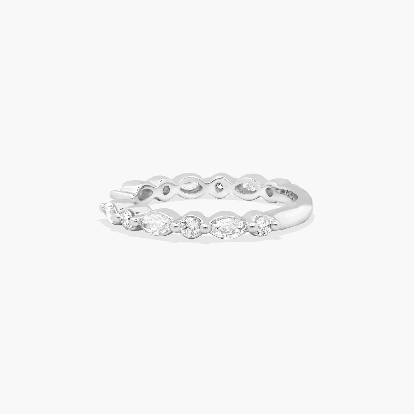 Open Wedding Ring With Marquise Cut Diamonds In 14K White Gold (2.00mm)
