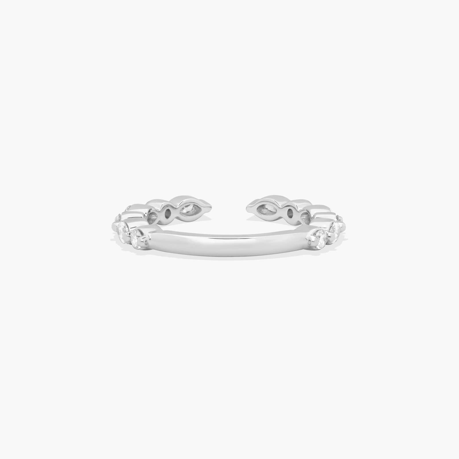 Open Wedding Ring With Marquise Cut Diamonds In 14K White Gold (2.00mm)