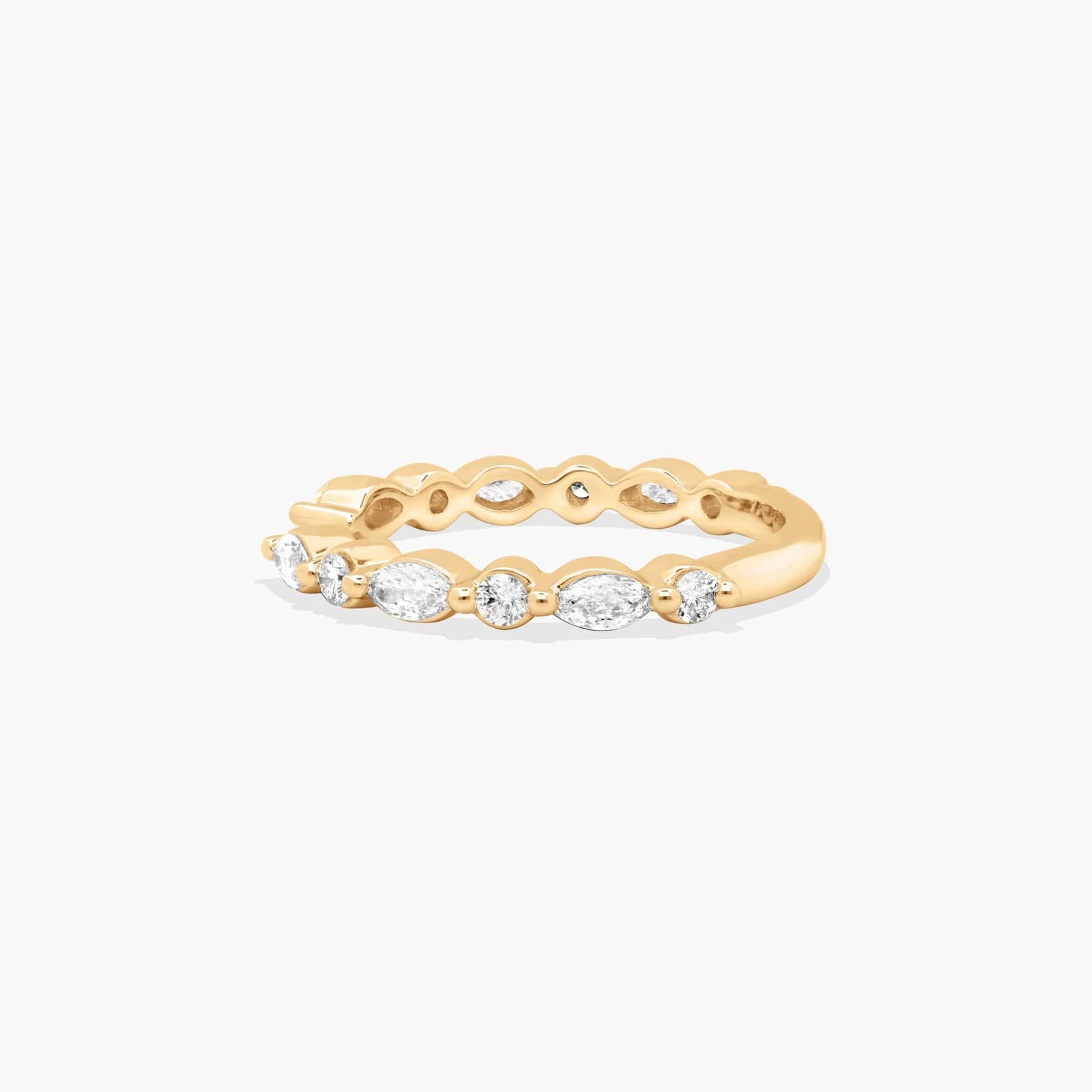 Open Wedding Ring With Marquise Cut Diamonds In 14K Yellow Gold (2.00mm)