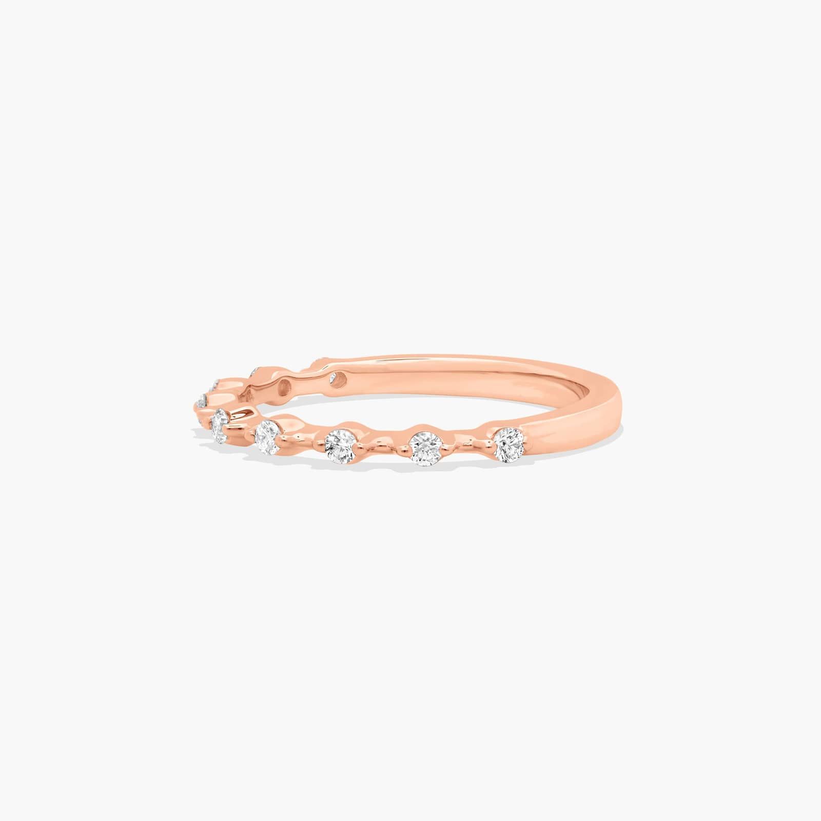Prong Set Dainty Wedding Ring With Round Diamonds In 14K Rose Gold (2.00mm)