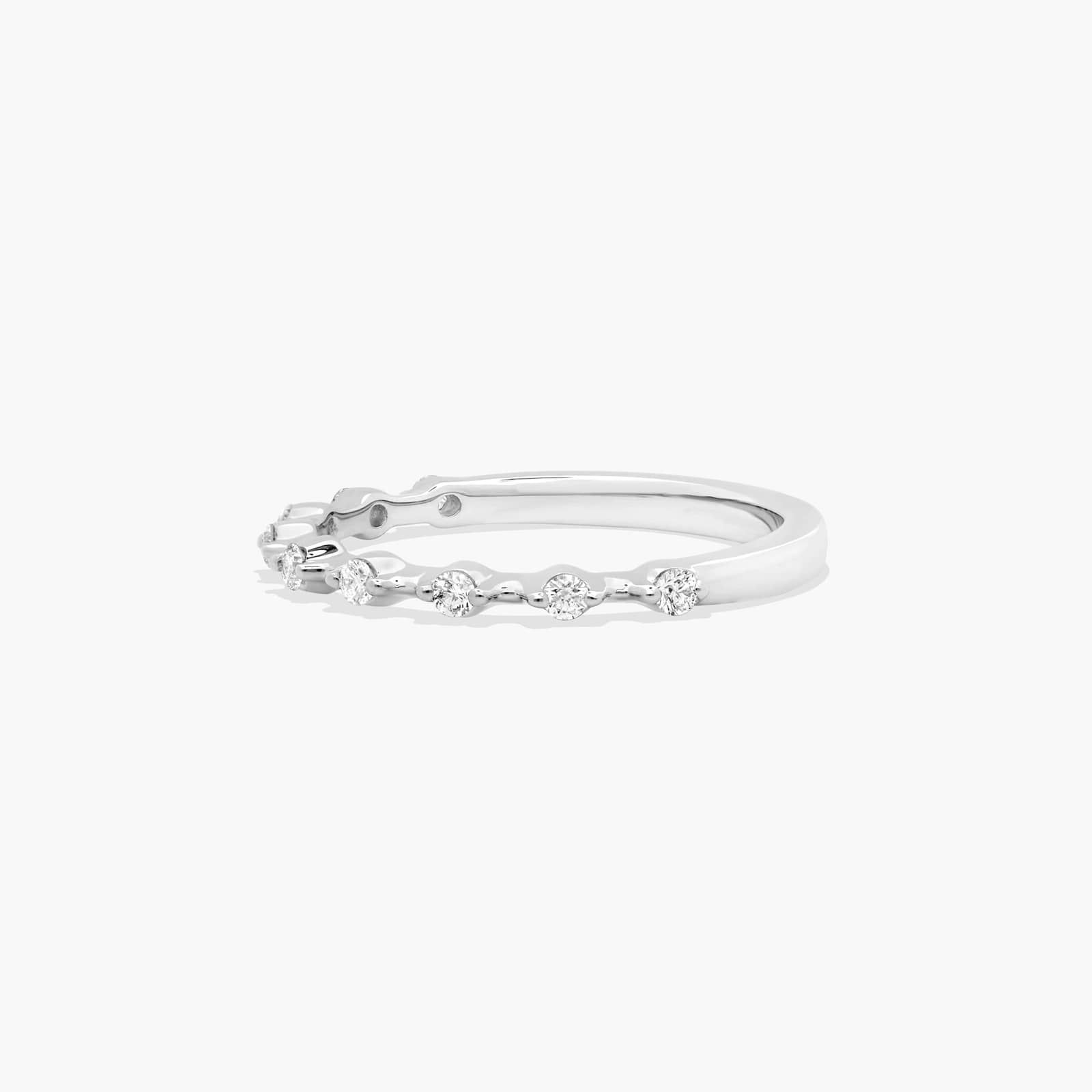 Prong Set Dainty Wedding Ring With Round Diamonds In Platinum (2.00mm)
