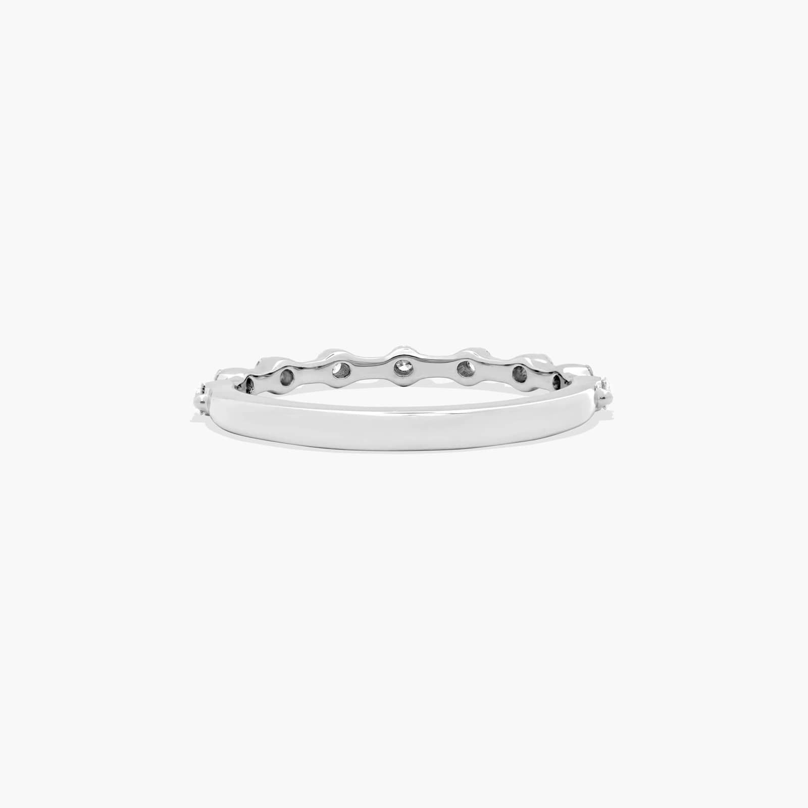 Prong Set Dainty Wedding Ring With Round Diamonds In Platinum (2.00mm)