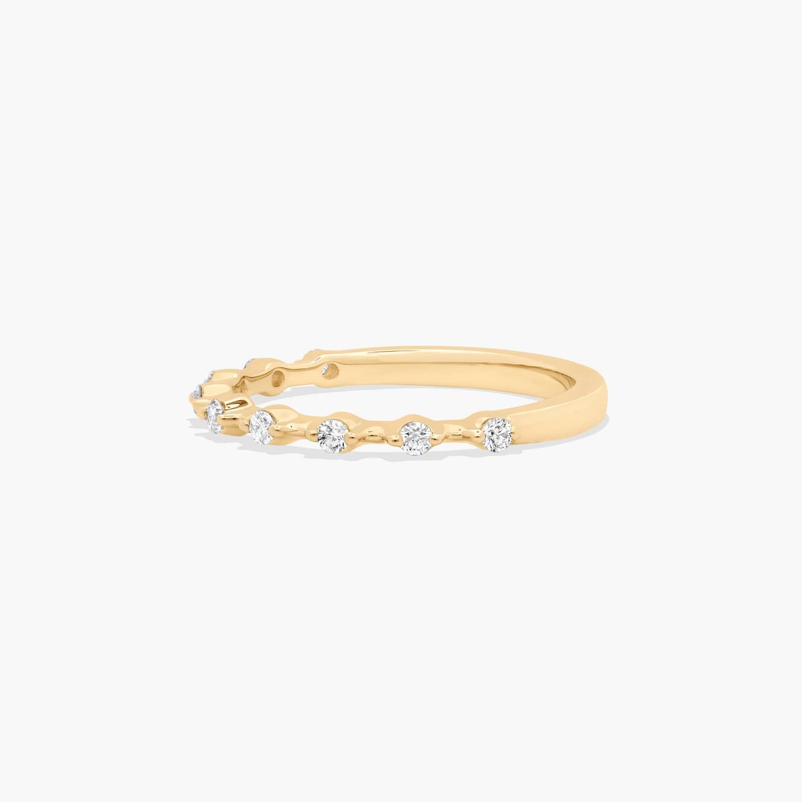 Prong Set Dainty Wedding Ring With Round Diamonds In 14K Yellow Gold (2.00mm)