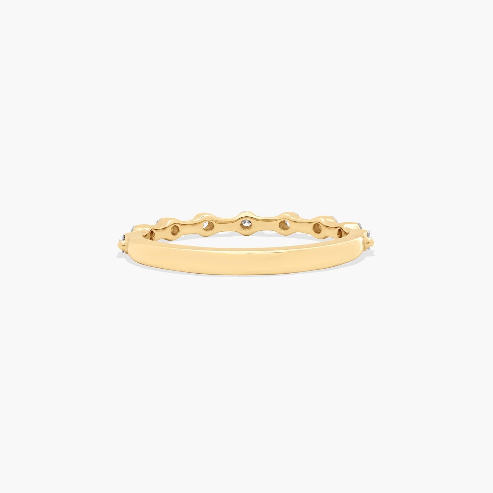 Prong Set Dainty Wedding Ring With Round Diamonds In 14K Yellow Gold (2.00mm)
