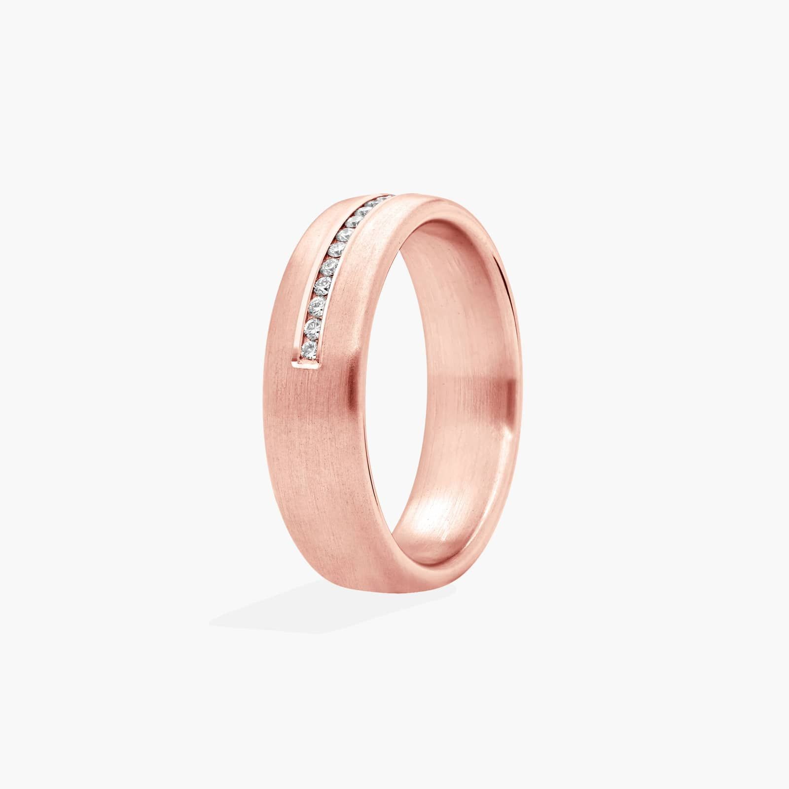 Channel Set Satin Finish Men's Diamond Wedding Band In 14K Rose Gold (6.50mm)