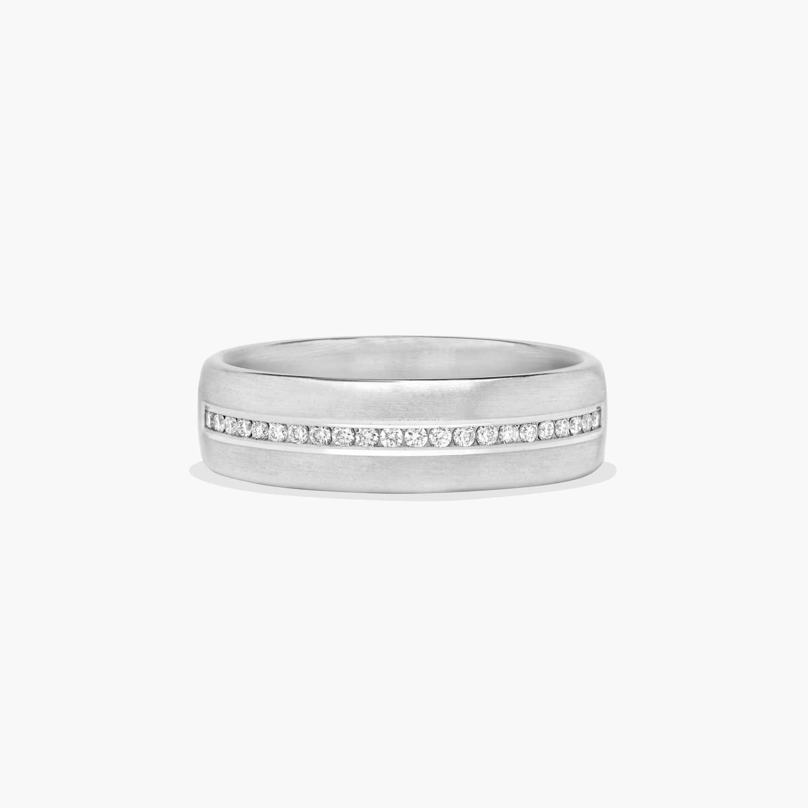 Channel Set Satin Finish Men's Diamond Wedding Band In Platinum (6.50mm)