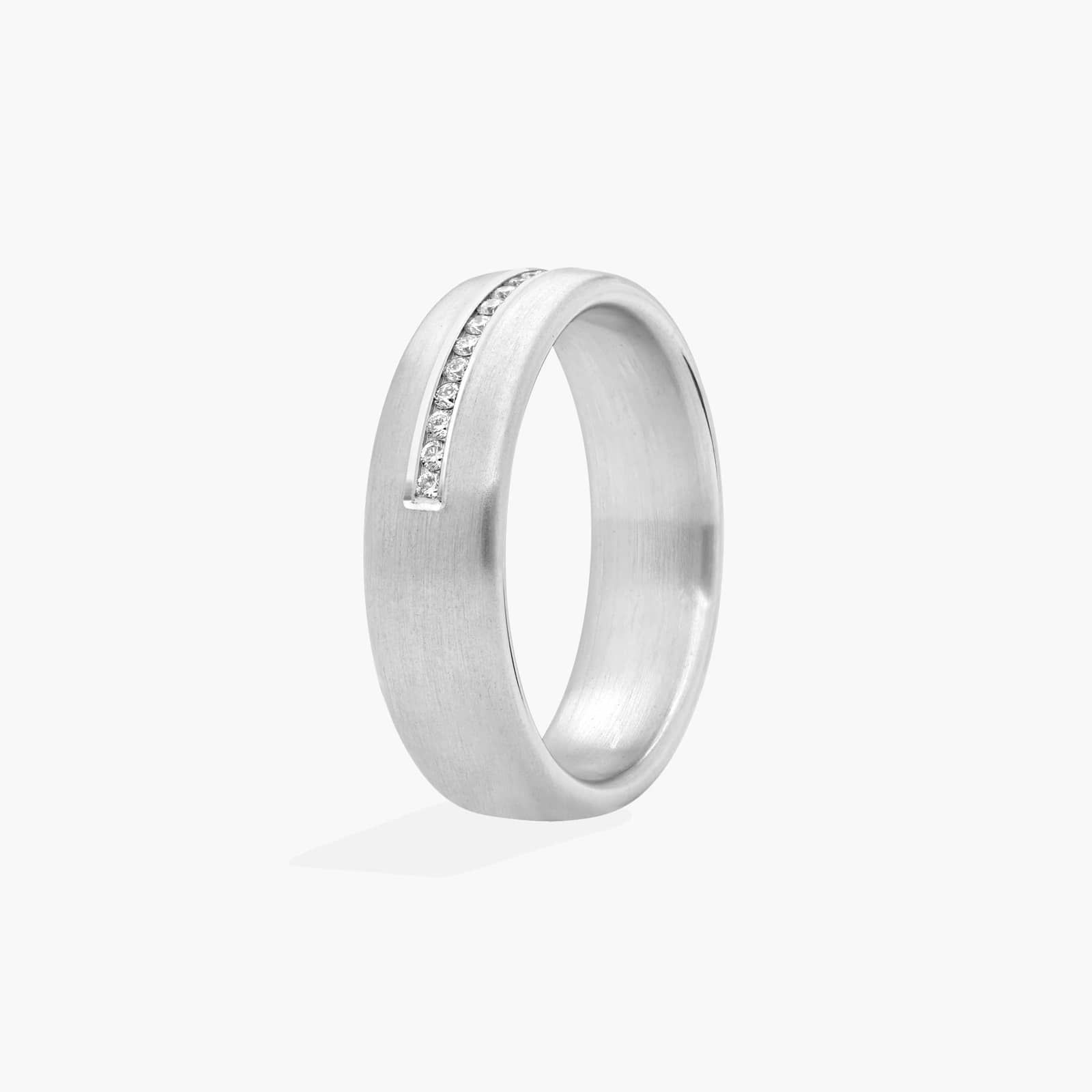 Channel Set Satin Finish Men's Diamond Wedding Band In Platinum (6.50mm)