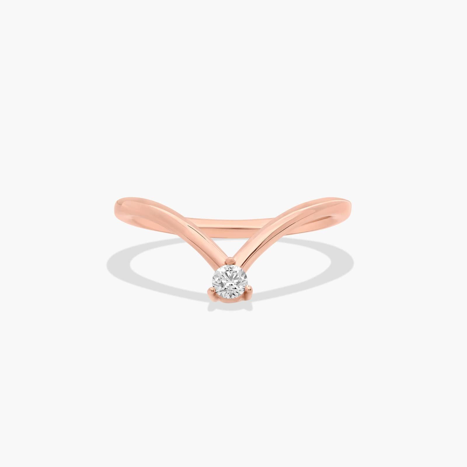 Chevron Diamond Wedding Ring In 14K Rose Gold (1.50mm)