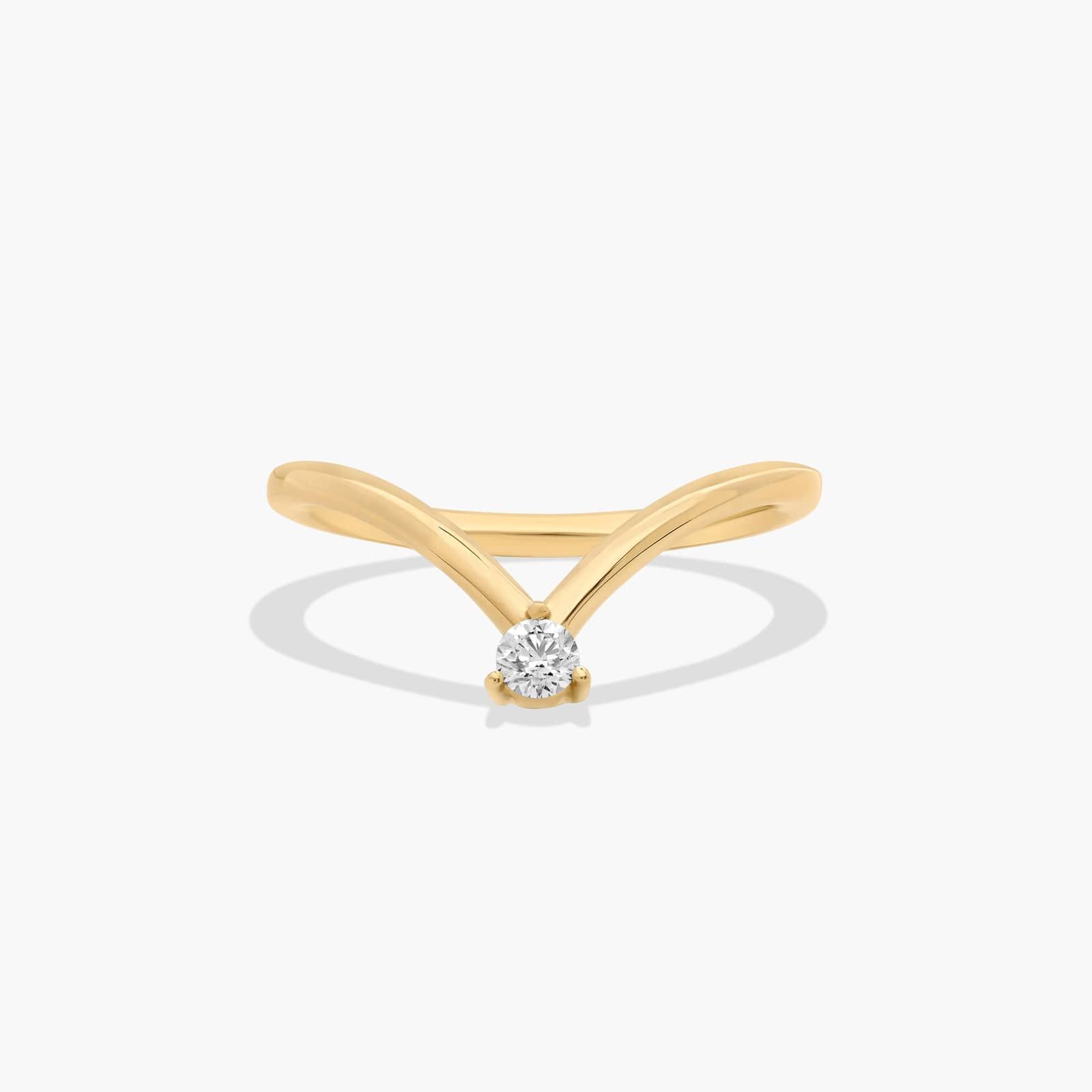 Chevron Diamond Wedding Ring In 14K Yellow Gold (1.50mm)