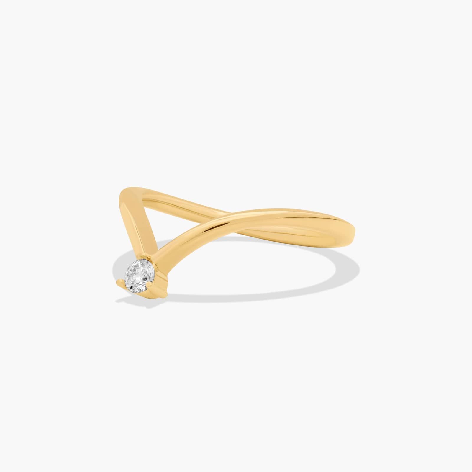 Chevron Diamond Wedding Ring In 14K Yellow Gold (1.50mm)