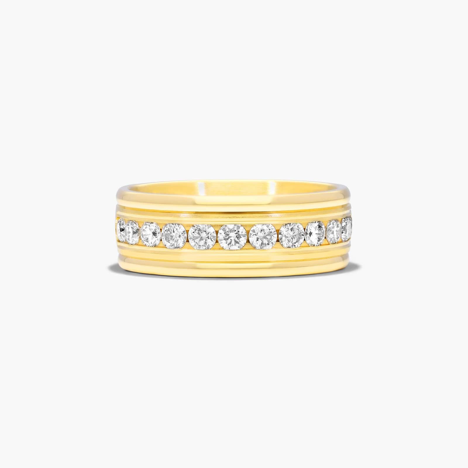 Comfort Fit Channel Set Men's Diamond Wedding Band In 14K Yellow Gold (8.00mm)