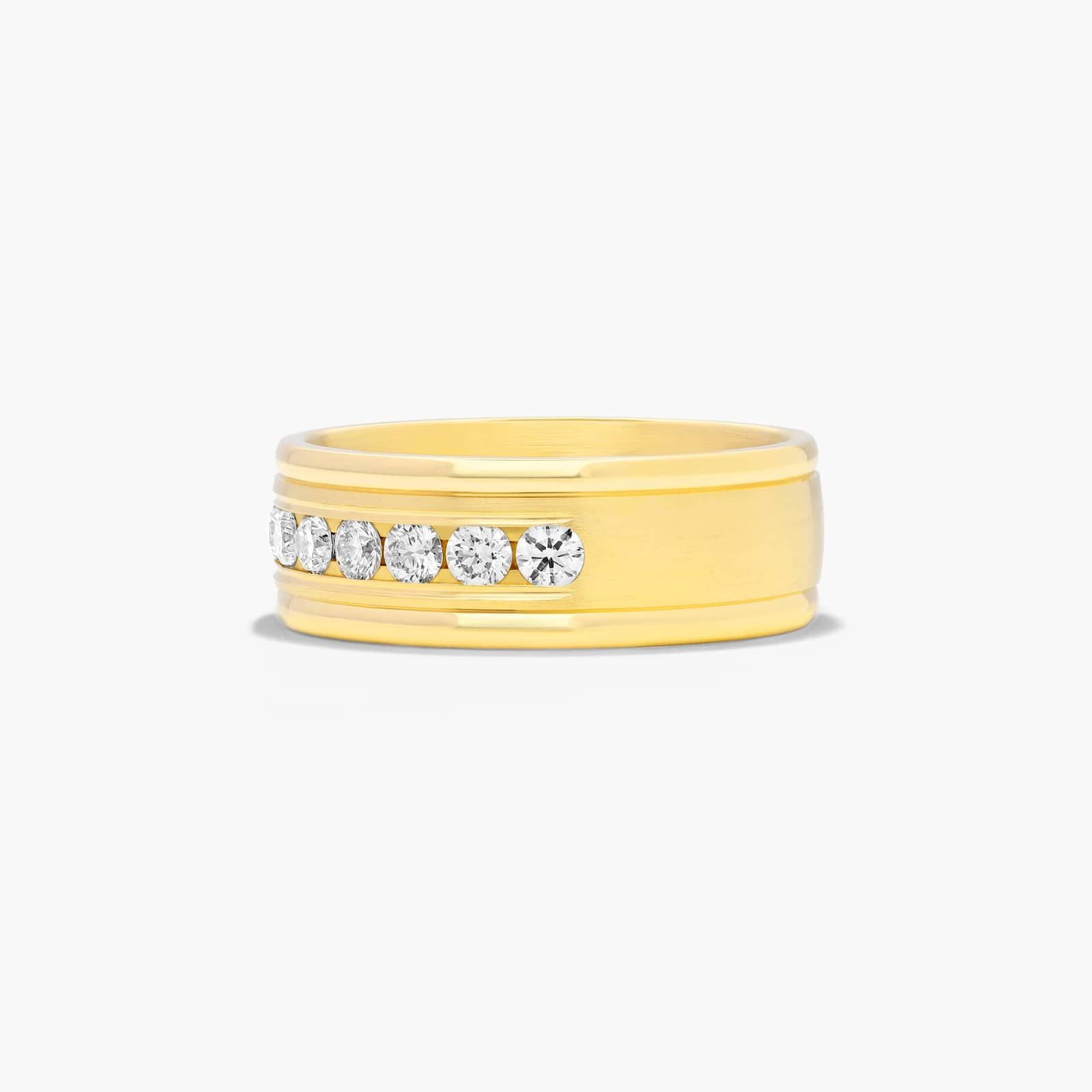 Comfort Fit Channel Set Men's Diamond Wedding Band In 14K Yellow Gold (8.00mm)