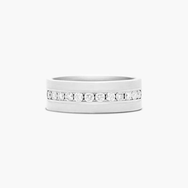 Satin Finish Channel Set Men's Diamond Wedding Band In Platinum (8.00mm)