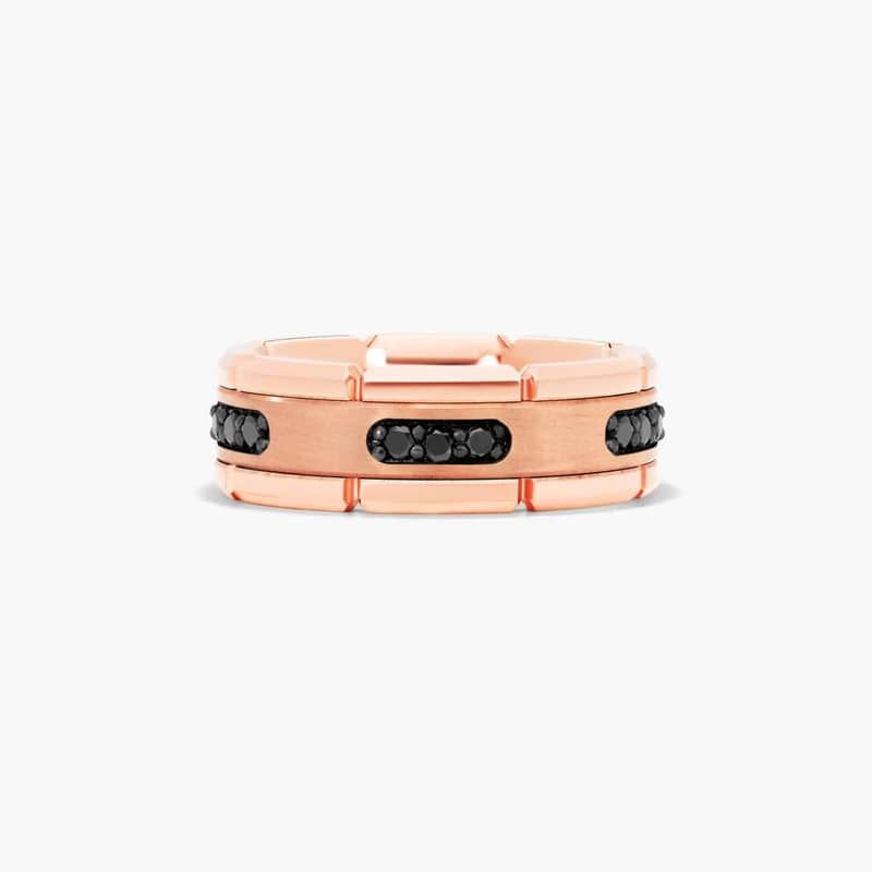 Men's Black Diamond Wedding Band In Rose Tungsten Carbide by TRITON (8.00mm)
