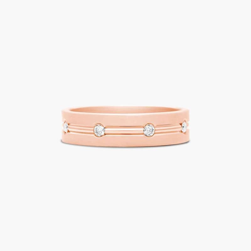 Etched Bezel Set Men's Diamond Wedding Band In 14K Rose Gold (6.00mm)