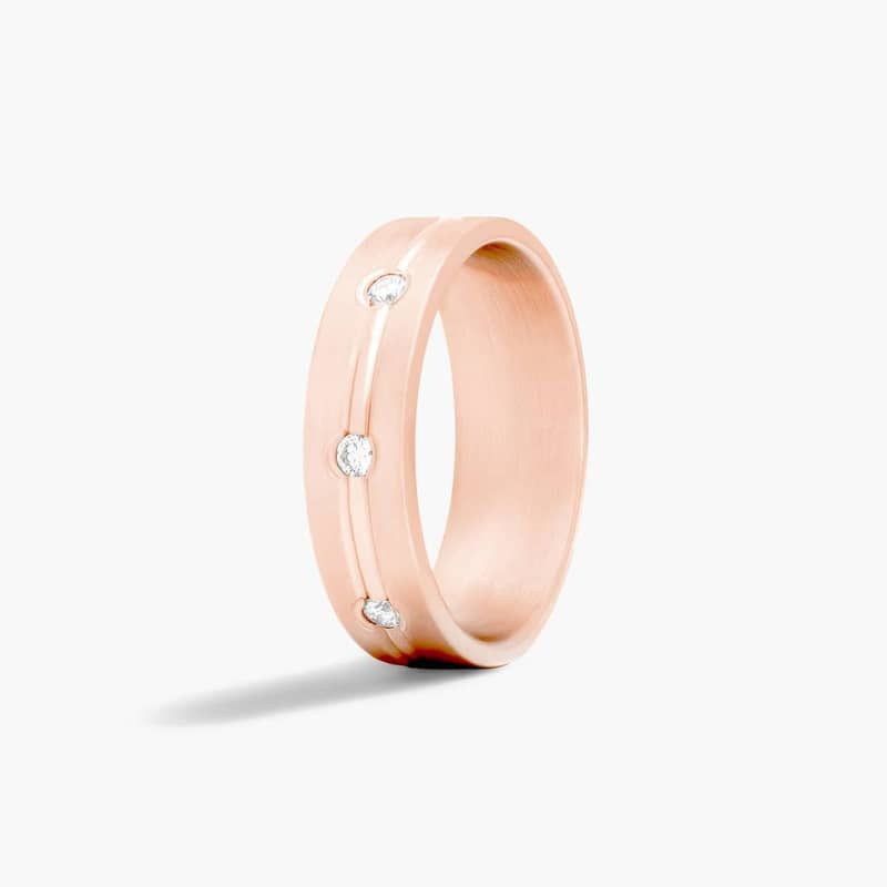 Etched Bezel Set Men's Diamond Wedding Band In 14K Rose Gold (6.00mm)