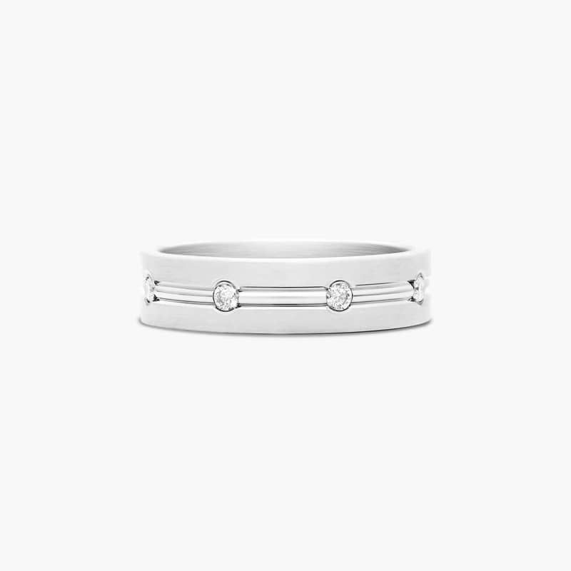 Etched Bezel Set Men's Diamond Wedding Band In 14K White Gold (6.00mm)
