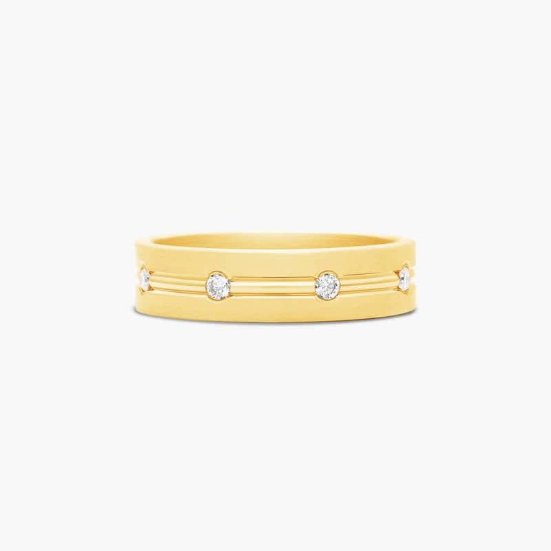 Etched Bezel Set Men's Diamond Wedding Band In 14K Yellow Gold (6.00mm)