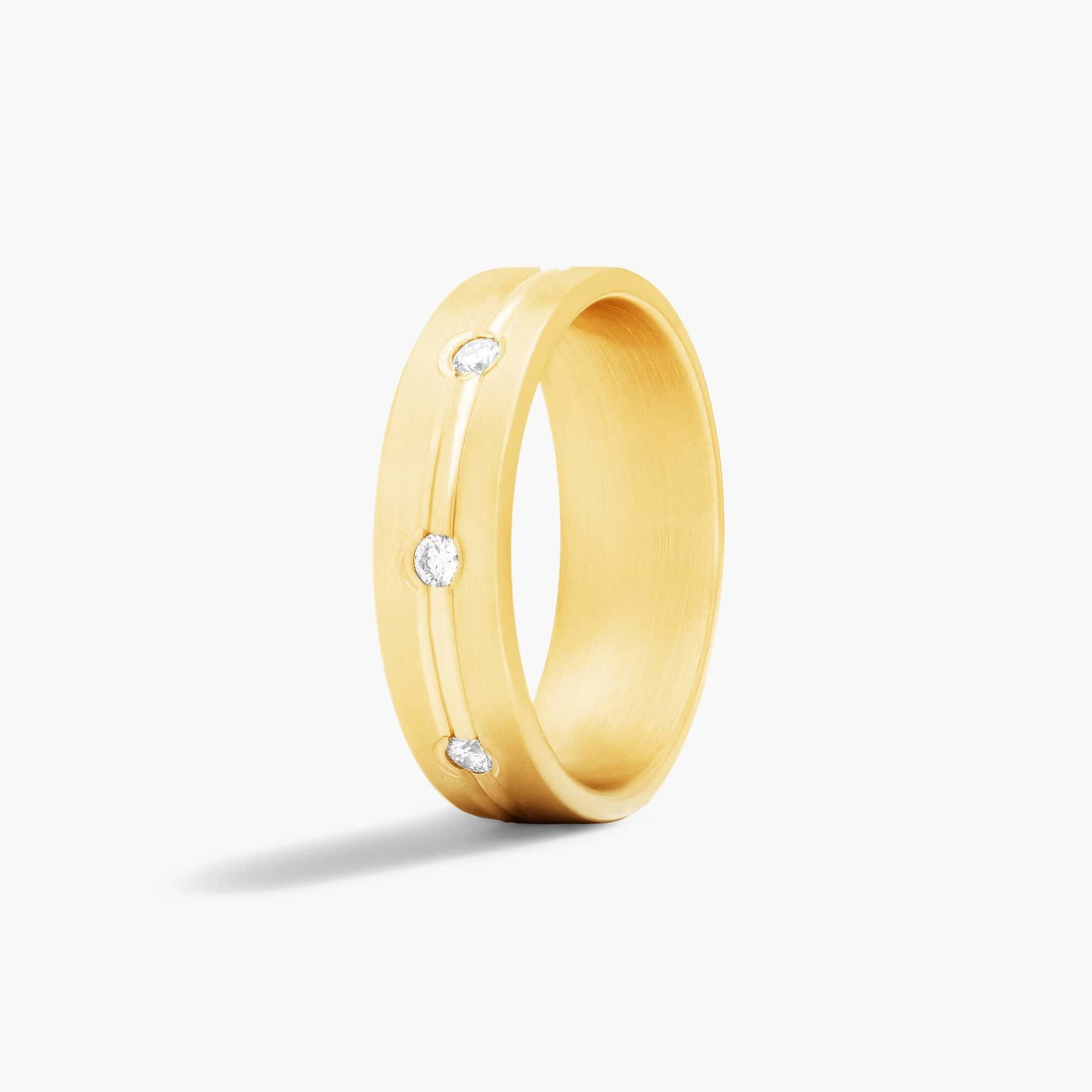 Etched Bezel Set Men's Diamond Wedding Band In 14K Yellow Gold (6.00mm)
