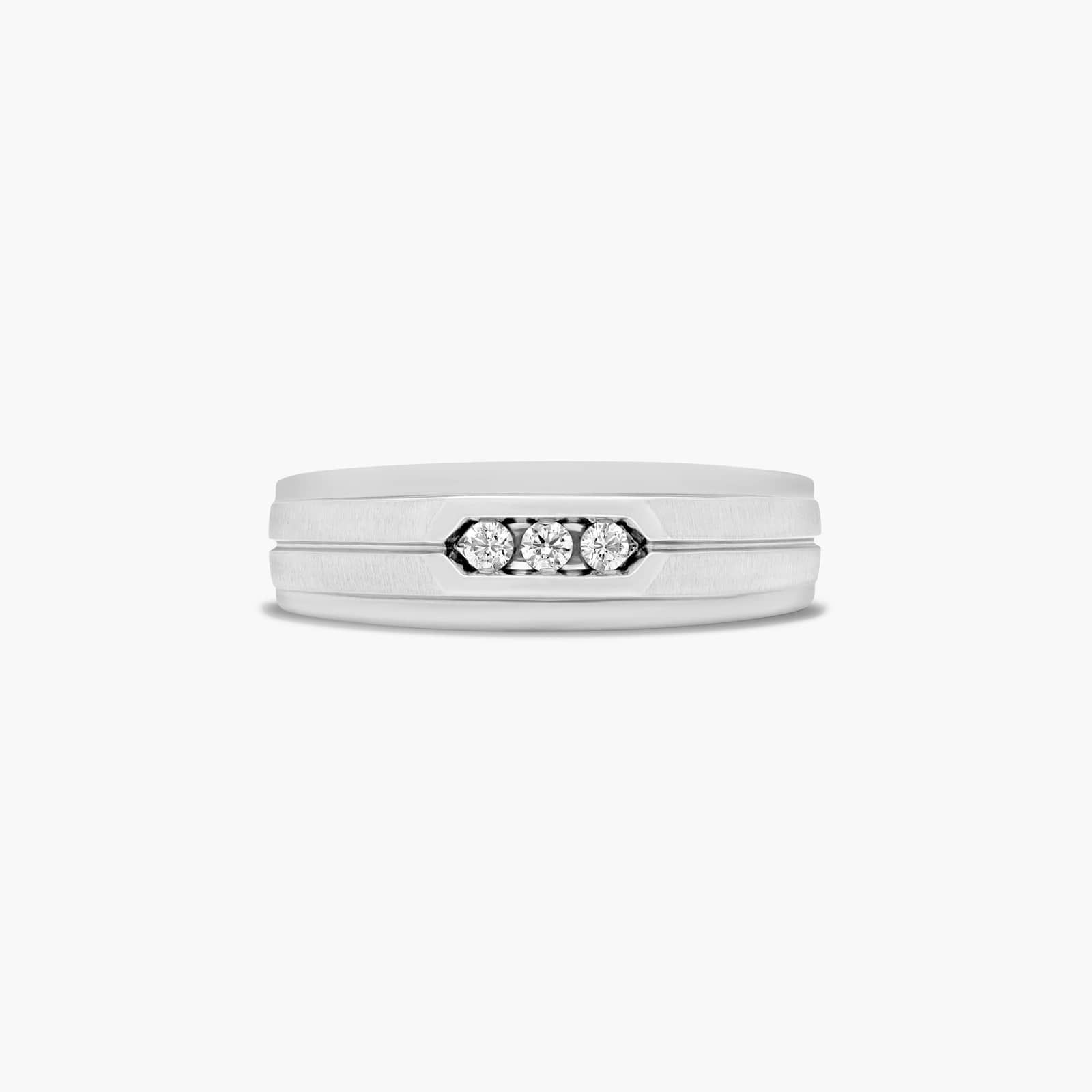 Trio Men's Diamond Wedding Band In 14K White Gold (7.00mm)