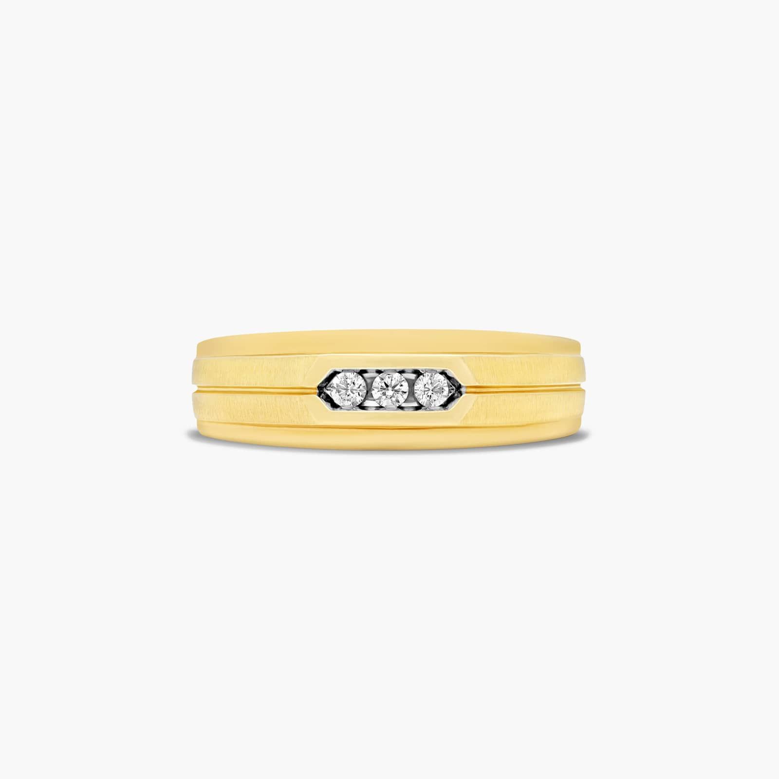 Trio Men's Diamond Wedding Band In 14K Yellow Gold (7.00mm)