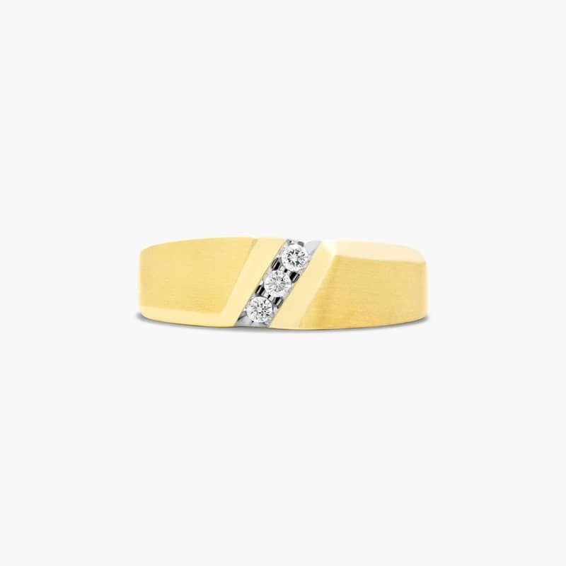 Slope Men's Diamond Wedding Band In 14K Yellow Gold (7.50mm)