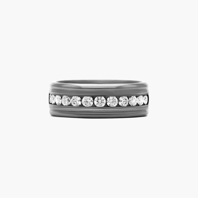 Comfort Fit Channel Set Men's Diamond Wedding Band In Tantalum (8.00mm) By James Allen