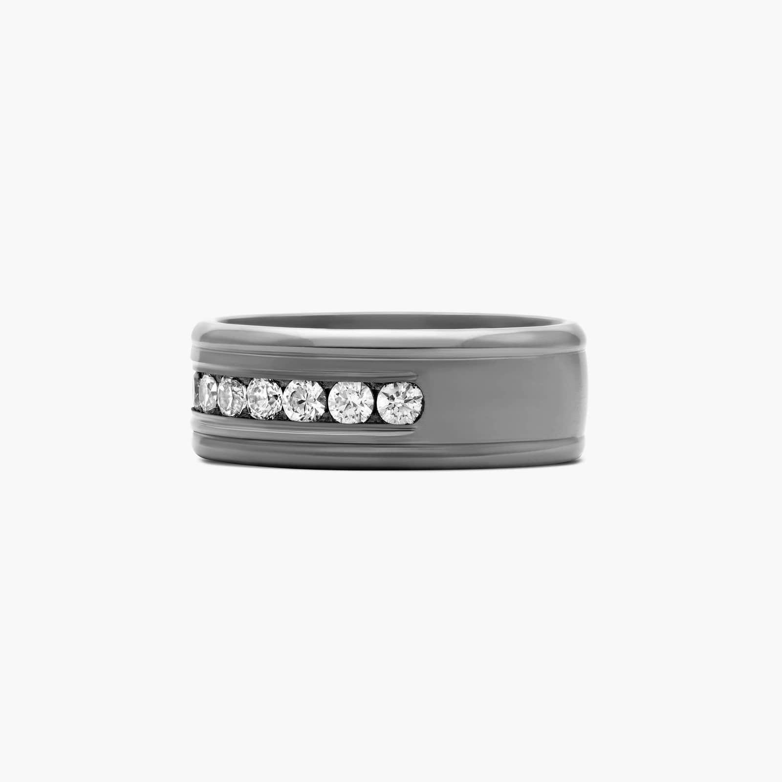 Comfort Fit Channel Set Men's Diamond Wedding Band In Tantalum (8.00mm)