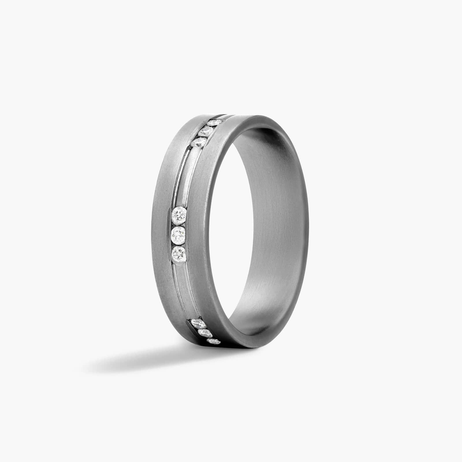 Comfort Fit Channel Set Grouped Men's Diamond Wedding Band In Tantalum (6.00mm)