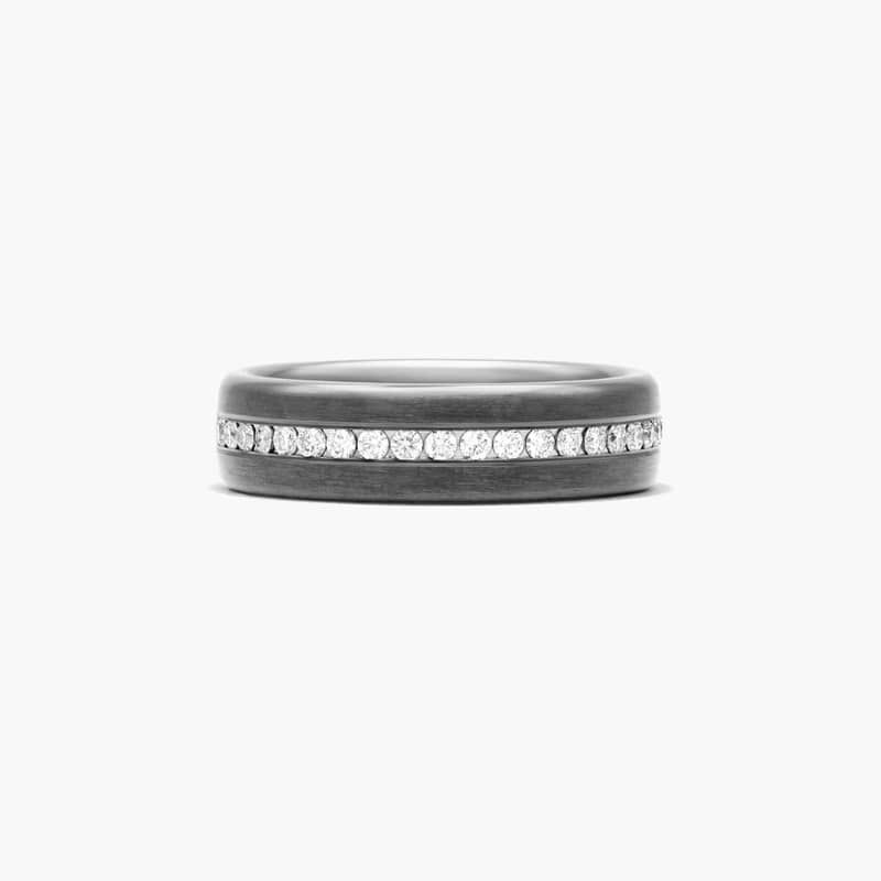 Channel Set Men's Diamond Wedding Band In Black Titanium (6.50mm)