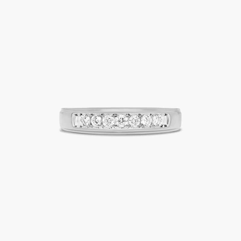 Slender Channel Men's Diamond Wedding Band In 14K White Gold (5.50mm)
