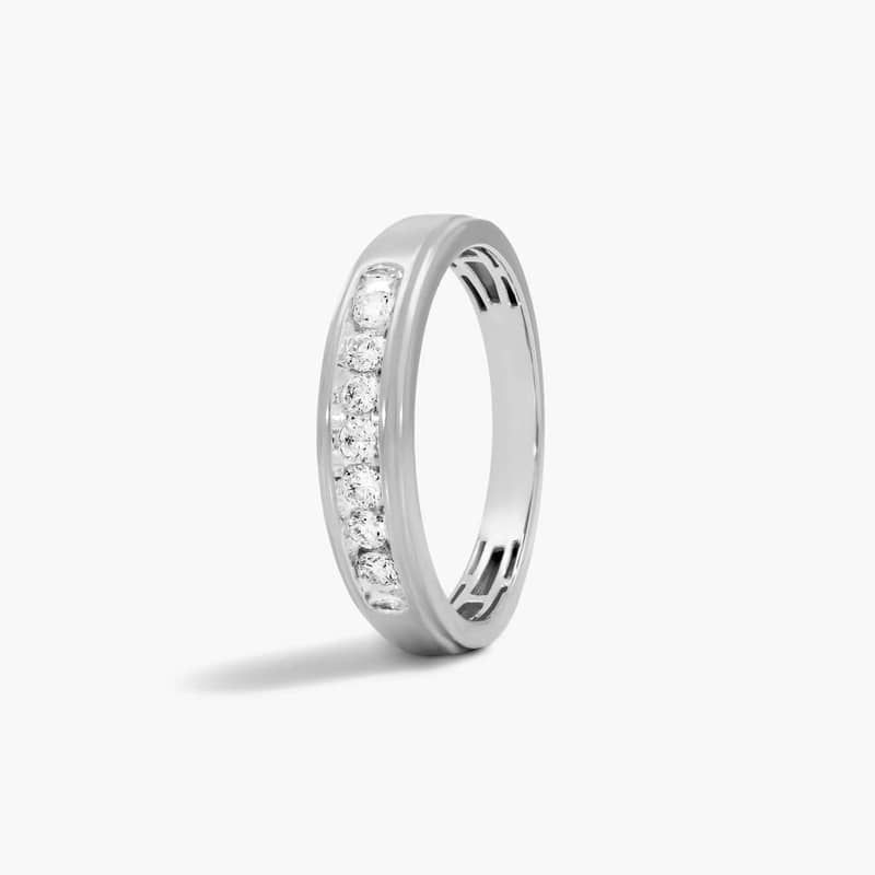 Slender Channel Men's Diamond Wedding Band In 14K White Gold (5.50mm)