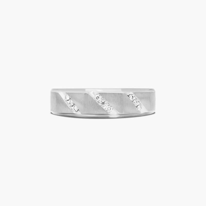 Satin Oblique Channel Men's Diamond Wedding Band In 14K White Gold (7.00mm)