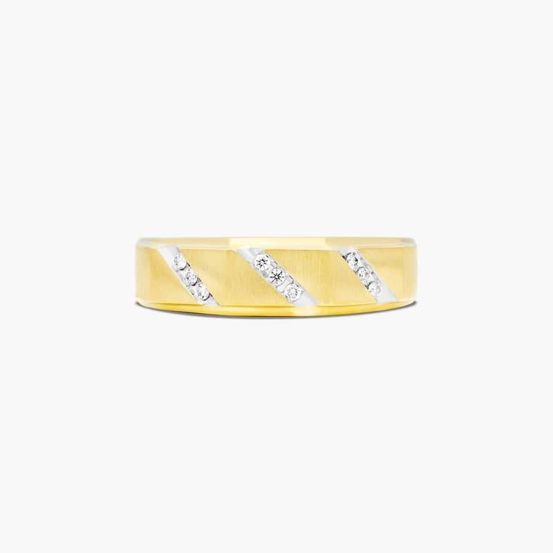 Satin Oblique Channel Men's Diamond Wedding Band In 14K Yellow Gold (7.00mm)