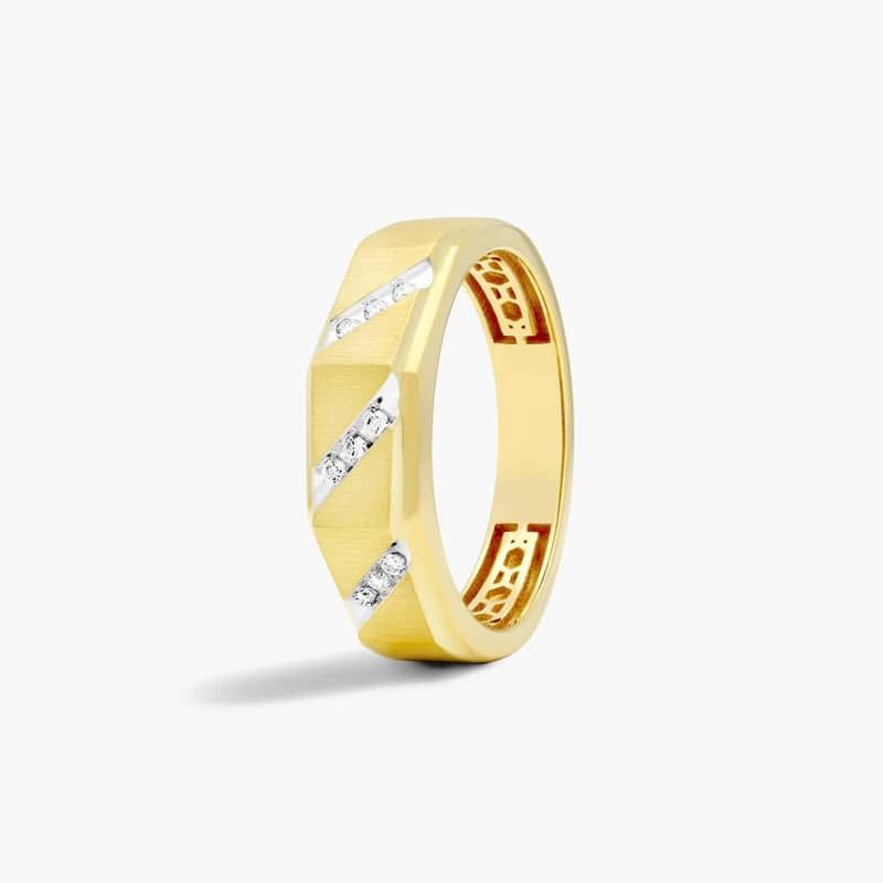 Satin Oblique Channel Men's Diamond Wedding Band In 14K Yellow Gold (7.00mm)