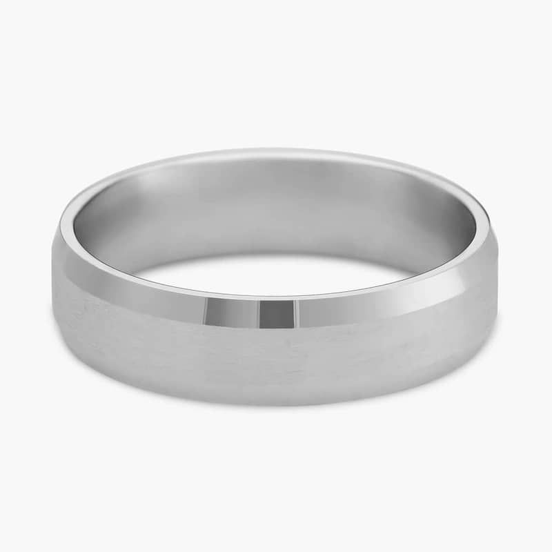 Beveled Edge Matte Wedding Ring in Platinum (6mm)