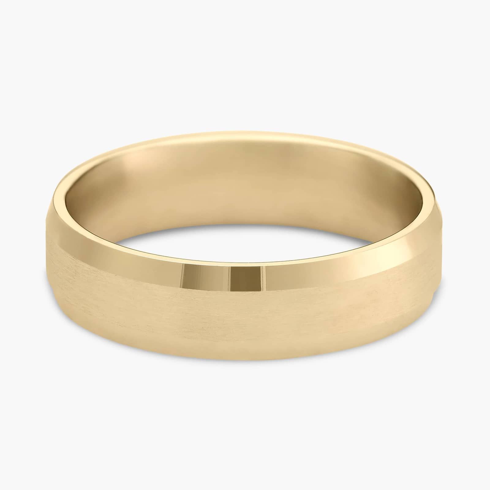 Beveled Edge Matte Wedding Ring in 14k Yellow Gold (6mm)