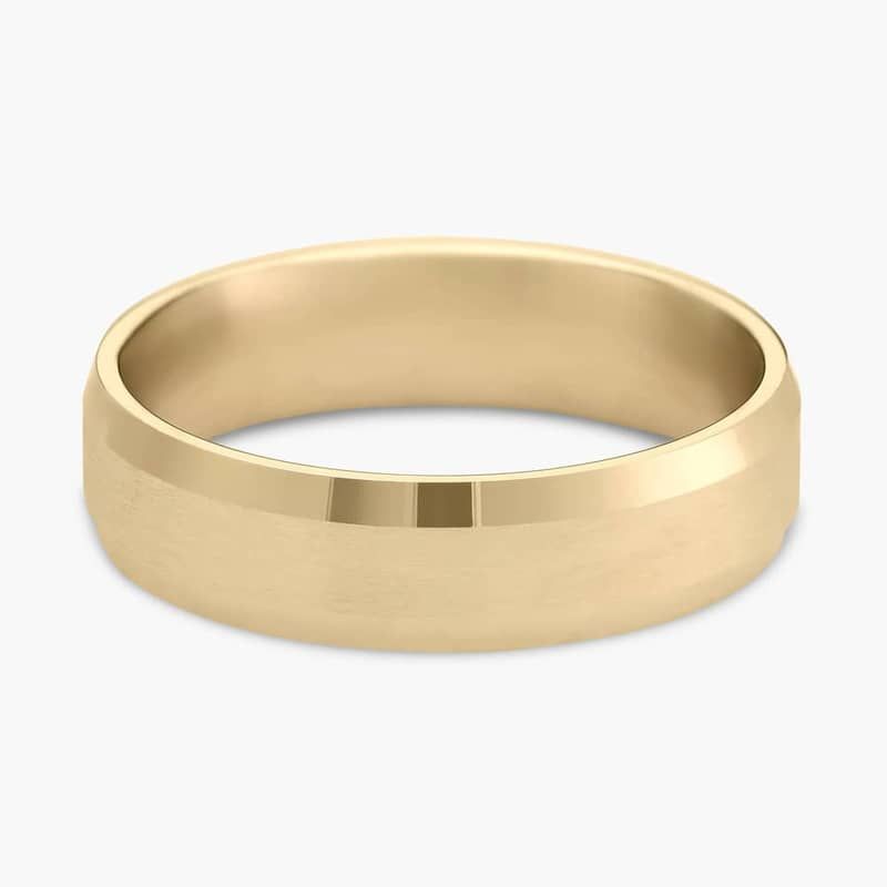 Beveled Edge Matte Wedding Ring in 14k Yellow Gold (6mm)