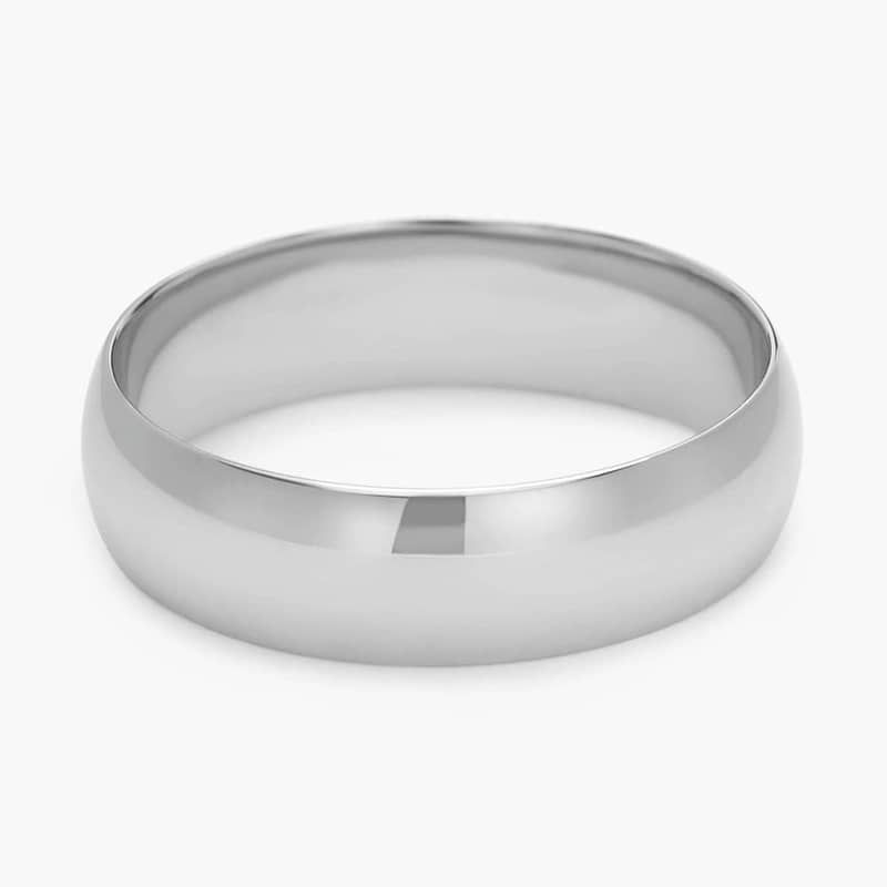 Mid-weight Comfort Fit Wedding Ring in 14k White Gold (6mm)